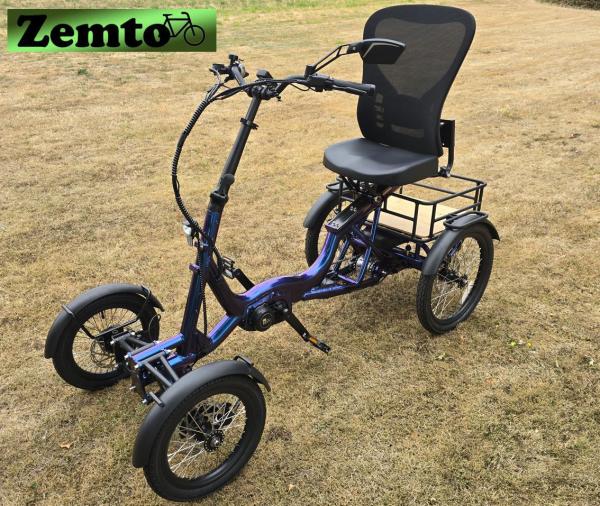 Elektro Vier Rad Zemto Mover T6 , 720 WH, 90 NM - Mittelmotor, blau, mit Tasche